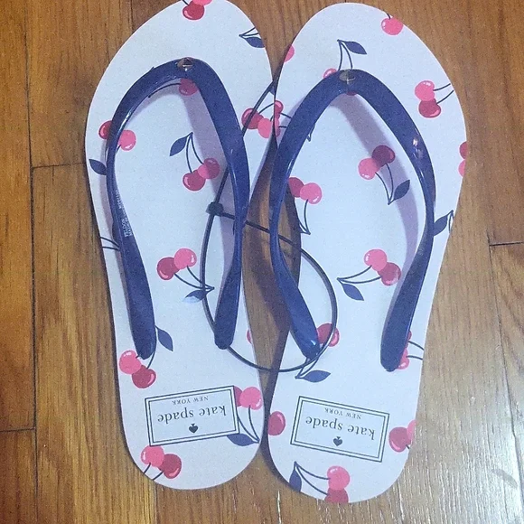 Kate Spade Cherry Print Flip Flops - White and Red - Picture 4 of 4